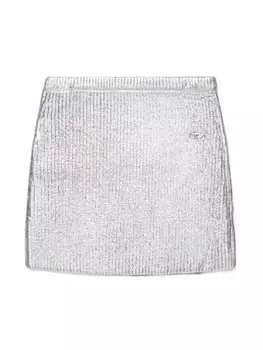 Diesel Kids трикотажная юбка мини с эффектом металлик, серебристый