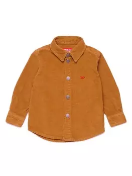 Diesel Kids вельветовая рубашка с вышитым логотипом, коричневый
