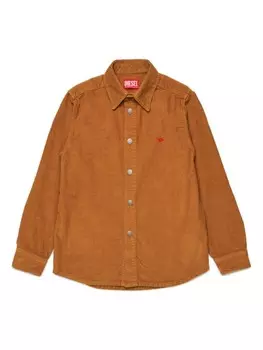 Diesel Kids вельветовая рубашка с вышитым логотипом, нейтральный цвет