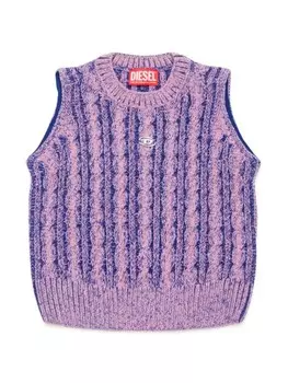 Diesel Kids жилет фактурной вязки с пряжкой Oval D, розовый