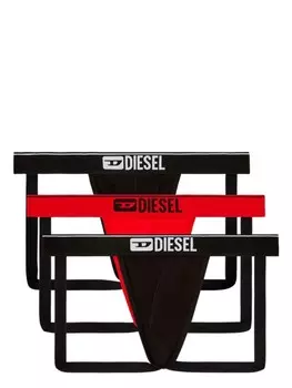 Diesel комплект из трех трусов-джоков с логотипом, черный