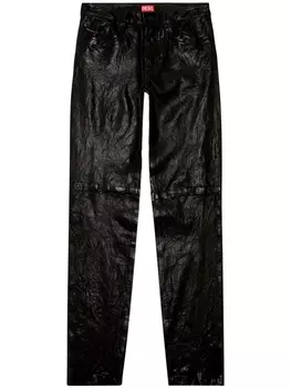 Diesel кожаные брюки P-Macs-Lth прямого кроя, черный