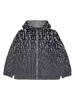 Diesel куртка с капюшоном и монограммой, черный