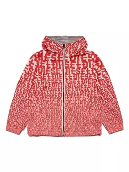 Diesel куртка с капюшоном и монограммой, красный