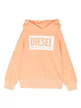 Diesel logo-print detail hoodie, оранжевый