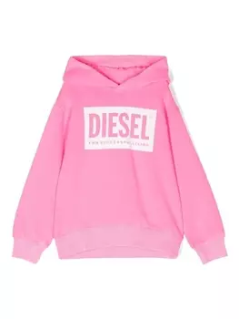 Diesel logo-print detail hoodie, розовый