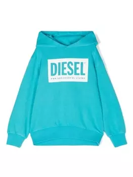 Diesel logo-print detail hoodie, синий