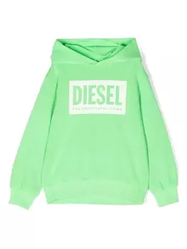 Diesel logo-print detail hoodie, зеленый