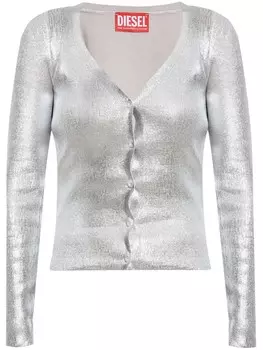 Diesel металлизированный вязаный кардиган, серебристый