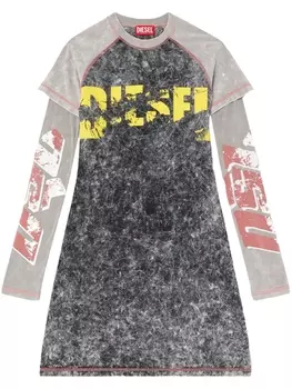 Diesel многослойное платье мини, серый