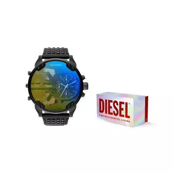 DIESEL Наручные часы Chameleon Collection с кварцевым механизмом, кожаным ремешком и черным циферблатом, мужские часы