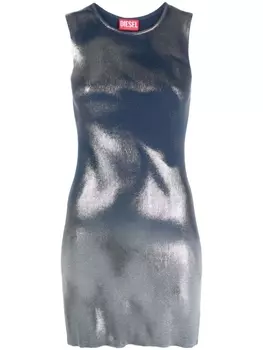 Diesel платье с эффектом металлик, синий