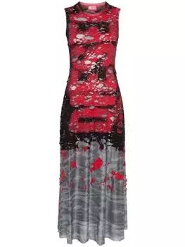 Diesel платье с эффектом потертости, черный