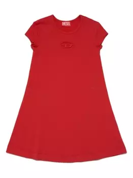 Diesel платье с вышитым логотипом, красный