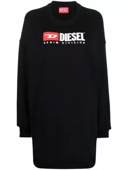 Diesel платье-толстовка с вышитым логотипом, черный