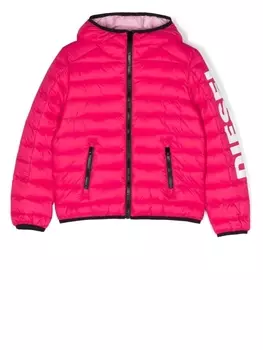 Diesel пуховик Jolice с капюшоном, розовый