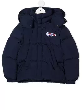 Diesel пуховик с капюшоном, синий