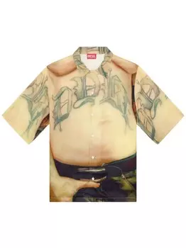 Diesel рубашка с графичным принтом, нейтральный цвет