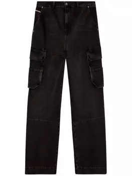 Diesel широкие джинсы D-Fish-Cargo, черный