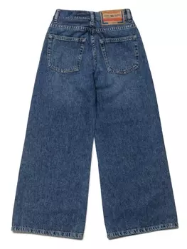 Diesel широкие джинсы с нашивкой-логотипом, синий