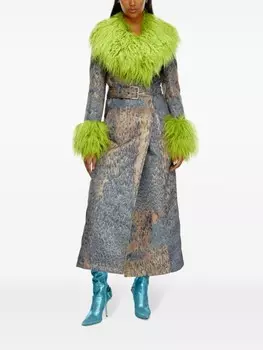 Diesel шуба из искусственного меха с поясом, синий