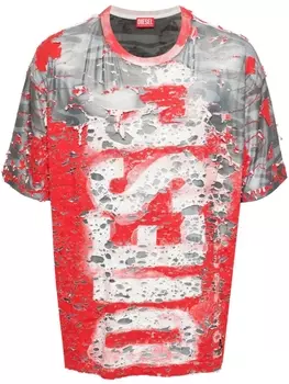 Diesel T-BOX-PEEL distressed T-shirt, серый