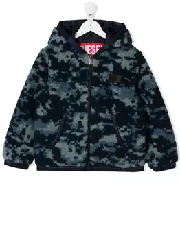 Diesel толстовка с капюшоном и камуфляжным узором, синий