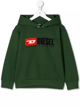 Diesel толстовка с капюшоном и логотипом, зеленый