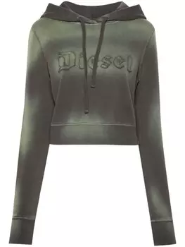 Diesel тонкая укороченная толстовка из хлопка, зеленый