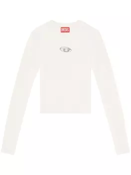 Diesel топ M-Valary в рубчик с логотипом, белый