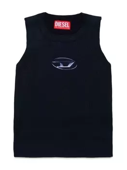Diesel топ с эффектом металлик и логотипом, черный