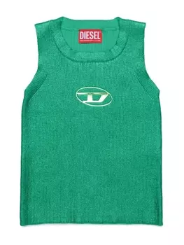 Diesel топ с эффектом металлик и логотипом, зеленый