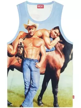 Diesel топ с фотопринтом из коллаборации с ToFF, синий