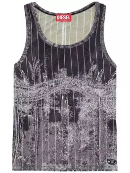 Diesel топ T-Stripe с вышитым логотипом, черный