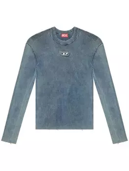 Diesel топ в рубчик с логотипом, синий