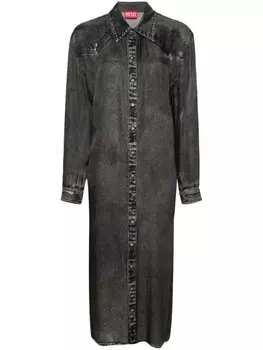 Diesel твиловое платье-рубашка с принтом, серый