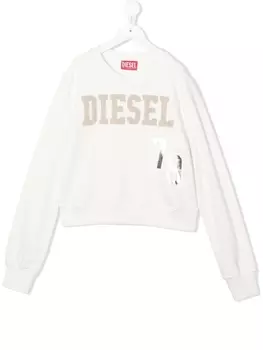 Diesel укороченная толстовка с нашивкой, белый