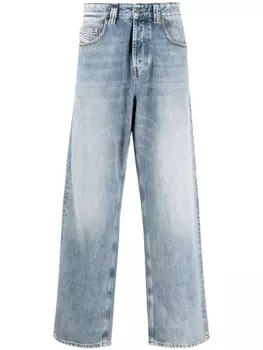 Diesel укороченные джинсы с нашивкой-логотипом, синий