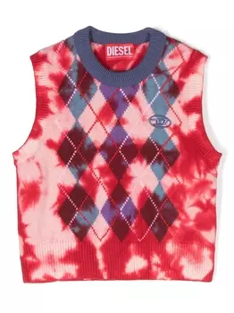 Diesel выбеленный топ с узором, красный