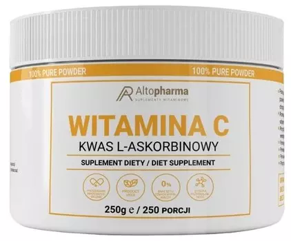 Диетическая добавка, AltoPharma, порошок витамина С, 100% L-аскорбиновая кислота, 250г Inna Marka