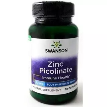 Диетическая добавка Swanson, цинк (пиколинат) 22 мг — 60 капсул