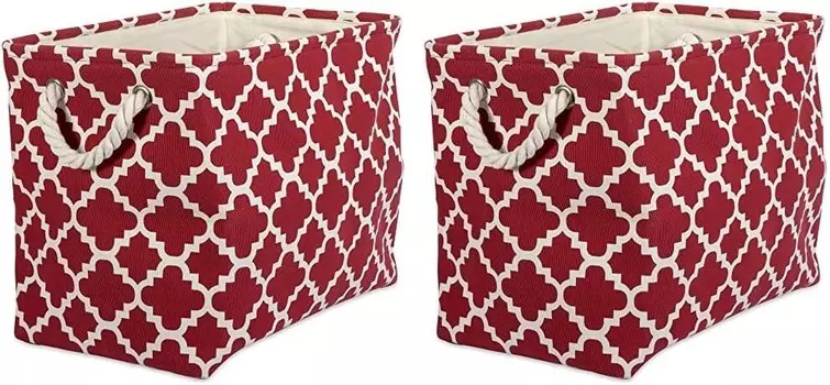 DII Контейнер из полиэстера с ручками, решетчатая корзина для хранения, маленький, ржавчина (2 шт. в упаковке), Rust