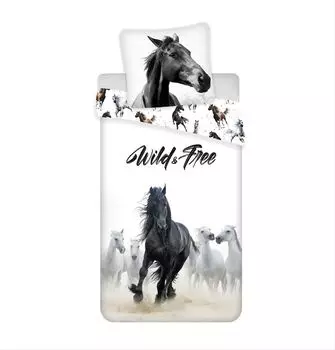 Дикие лошади - двусторонний комплект постельного белья с лошадиным мотивом, 135х200 и 80х80 rainbowFUN.de