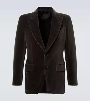 Диллан блейзер из хлопкового вельвета Tom Ford, серый