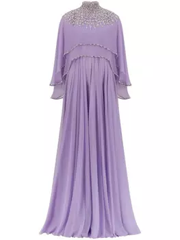 Dina Melwani декорированное платье, фиолетовый