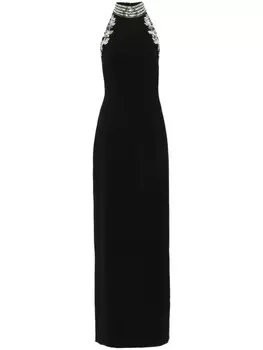 Dina Melwani платье макси с кристаллами, черный