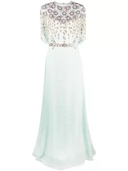 Dina Melwani вечернее платье с кристаллами, синий