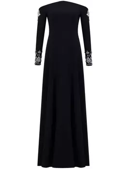Dina Melwani вечернее платье с кристаллами, черный