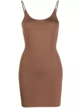 Dion Lee короткое платье-комбинация, коричневый