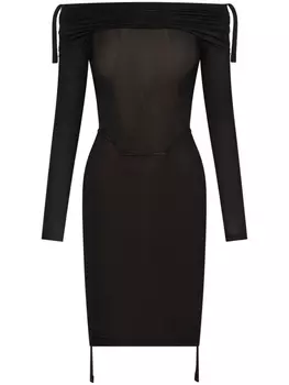 Dion Lee платье мини с открытыми плечами и сборками, черный